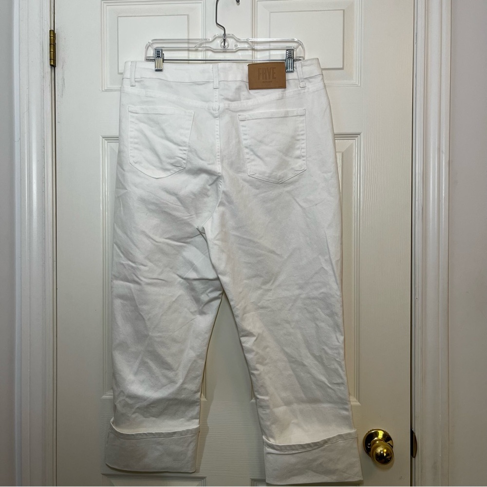 Frye White Cropped Ankle Jeans Relaxed Fit Size 12 - Picture 2 of 10